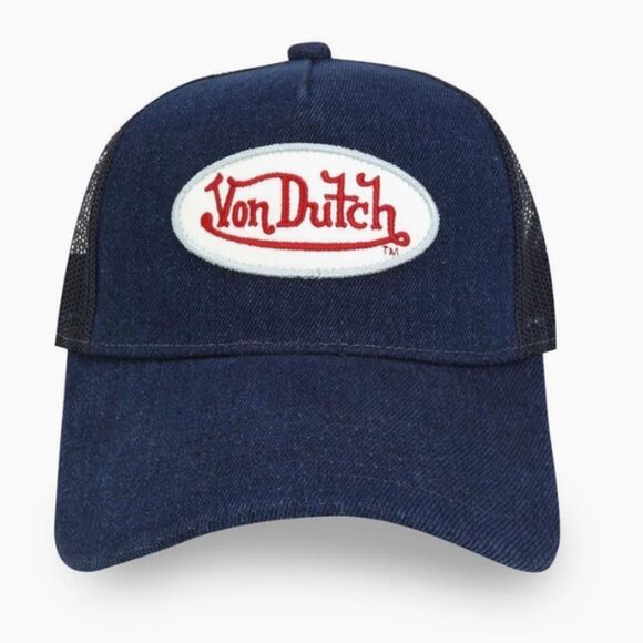Von Dutch Accessories - NWT New! VON DUTCH BLUE DENIM RED LOGO TRUCKER HAT. OS Streetwear Western Unisex